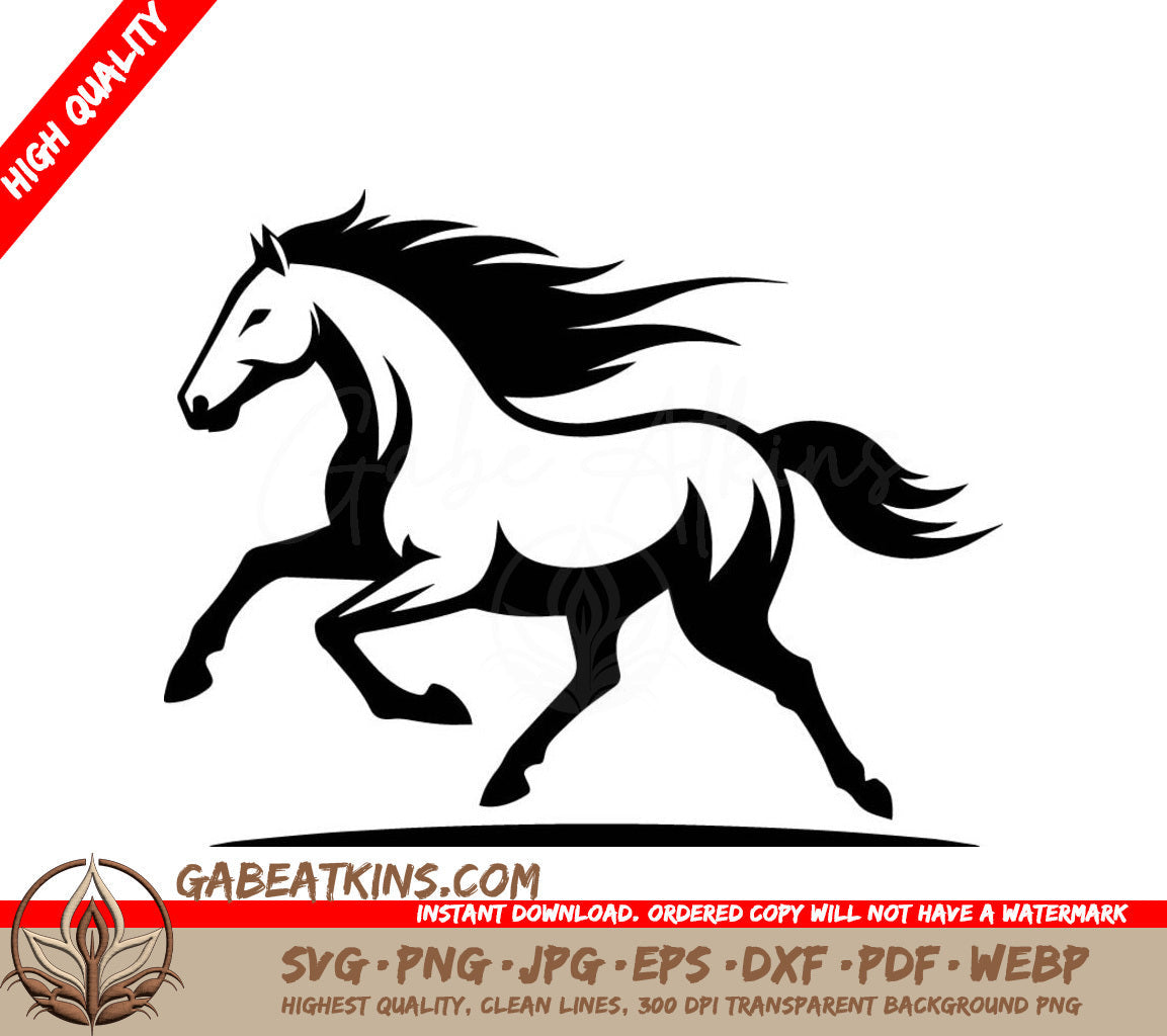  A Horse Running SVG - Running horse logo in minimalist silhouette style SVG
