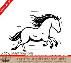  A Horse Running SVG - Running horse with long mane Vector illustration in cartoon style SVG