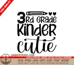 3rd Grade Kinder Cutie SVG SVG
