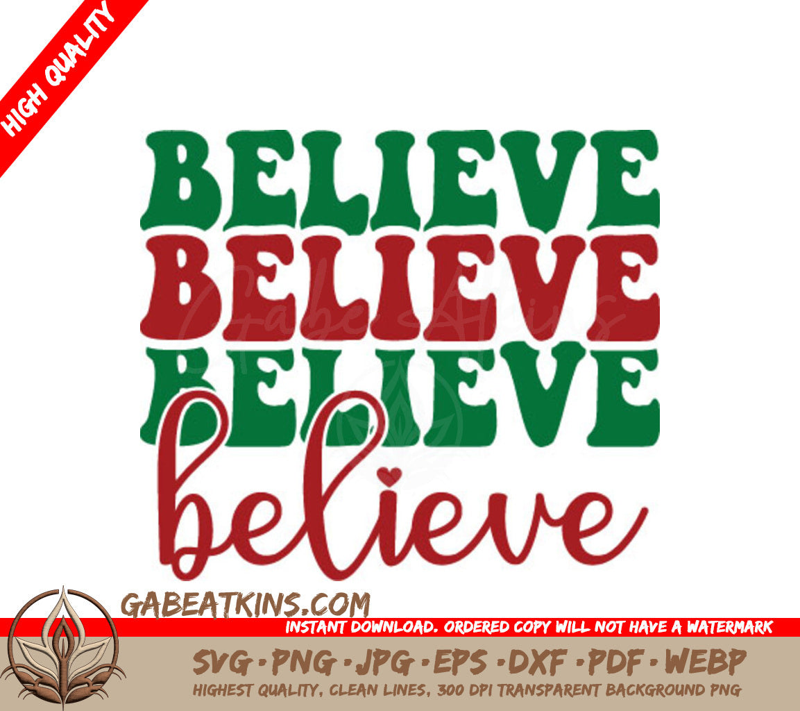 Retro Christmas Believe SVG  SVG