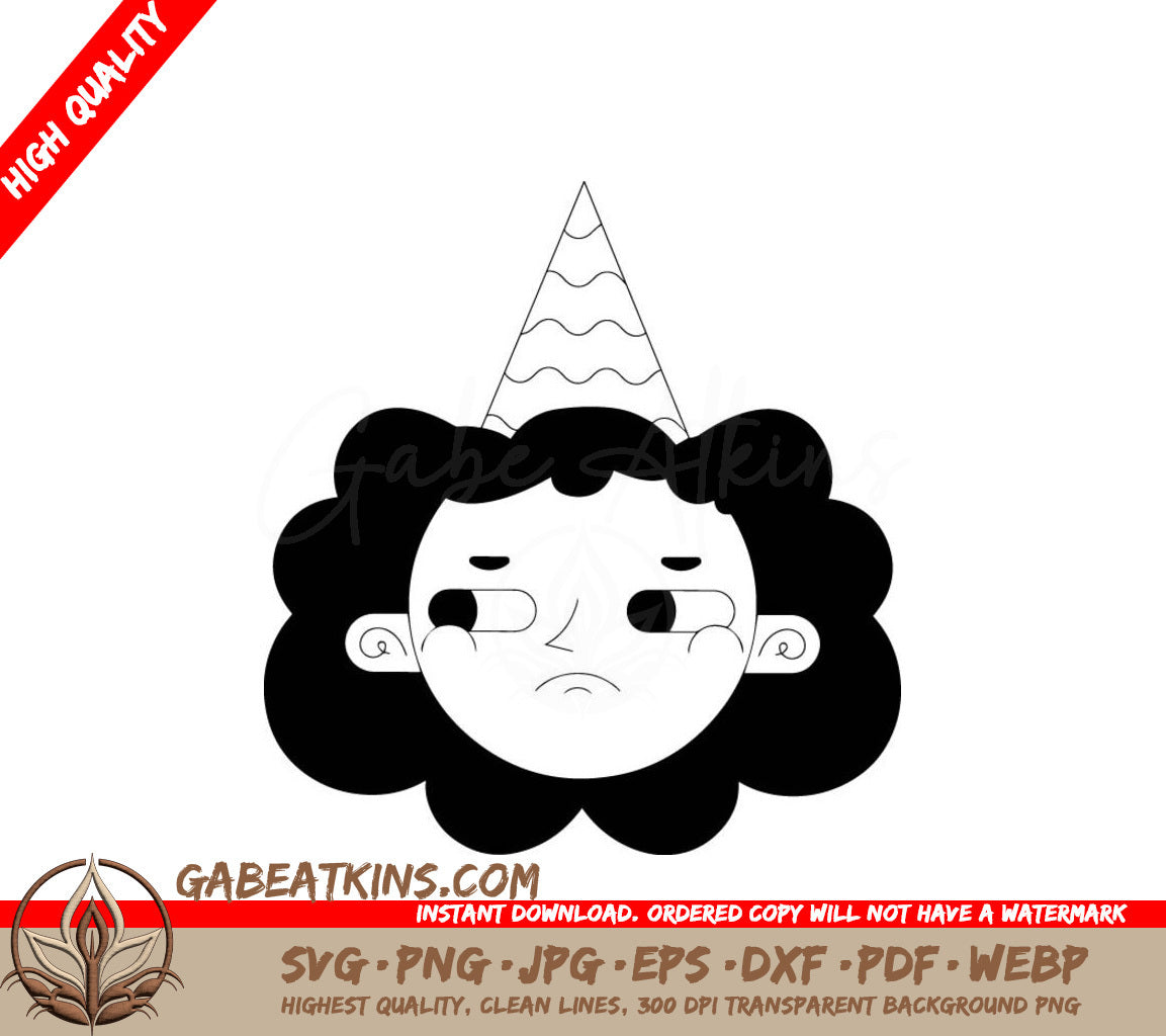  Sad Girl Birthday Hat SVG Illustration SVG