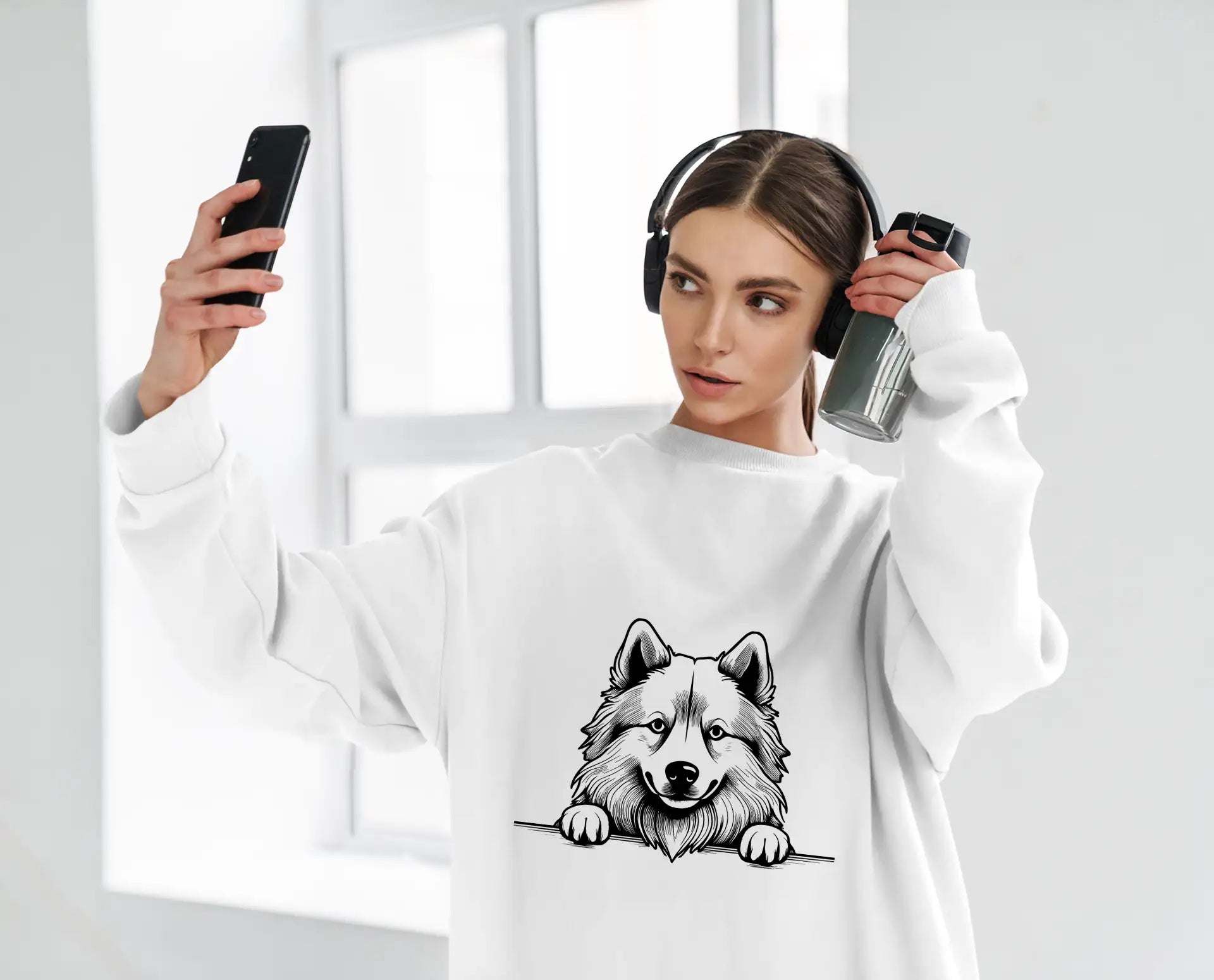  Husky Dog Peeking Over Wall SVG - Samoyed Paws Up SVG