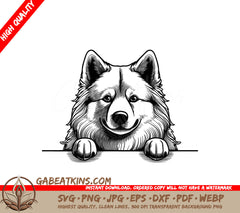 Husky Dog Peeking Over Wall SVG -  Illustration SVG