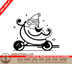  Santa Scooter SVG - Christmas Card Vector Illustration SVG