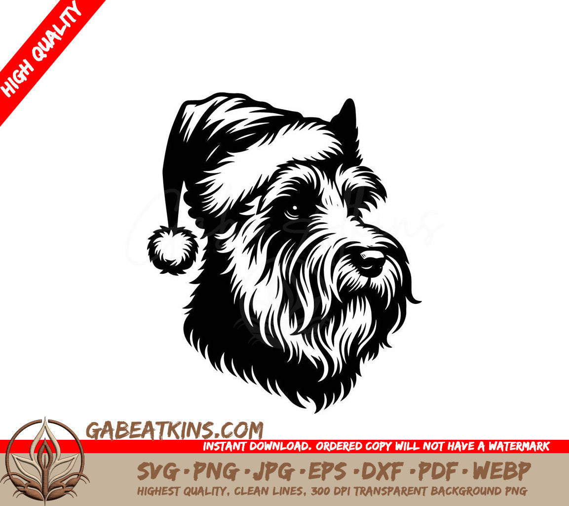  A Bearded Dog Wearing A Santa Hat SVG - Santa Scottish Terrier SVG
