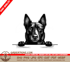  Schipperke Dog Wall Peeking SVG - 21 Aspect Ratio SVG