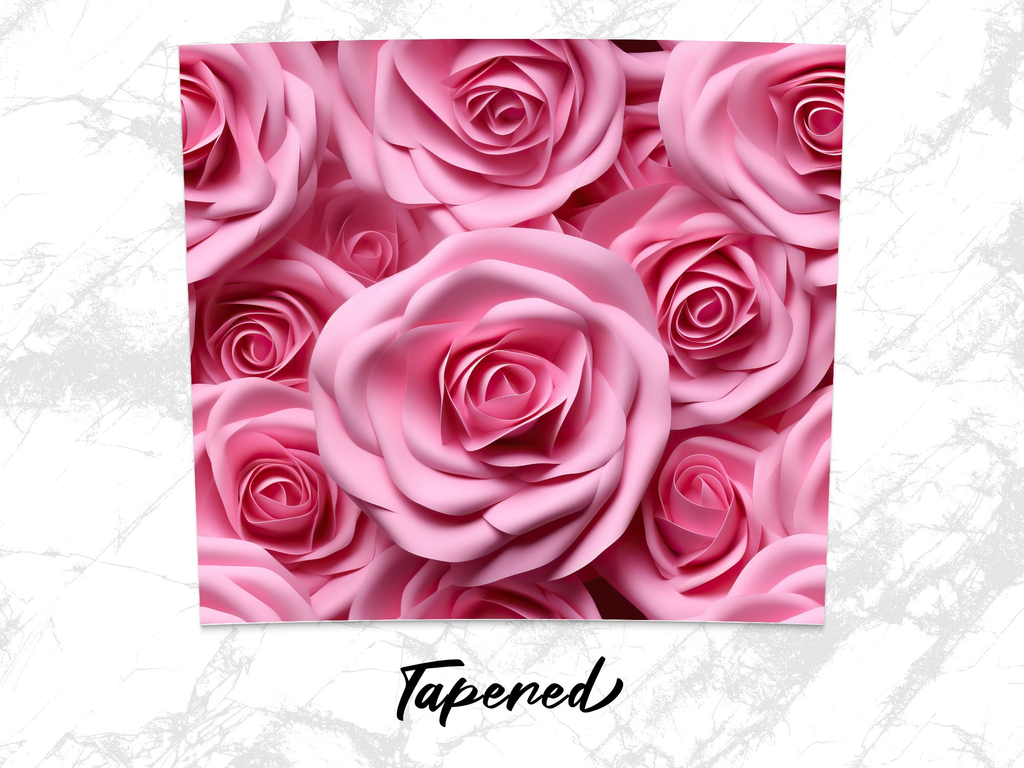 Seamless 3d Pink Roses 20 oz Skinny Tumbler Sublimation Design | Seamless, Straight And Tapered Tumbler Wrap, Instant Download PNG - Gabe Atkins Designs