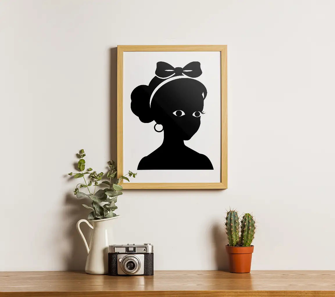 Black Girl Silhouette SVG Shaded Sophistication with Bow SVG