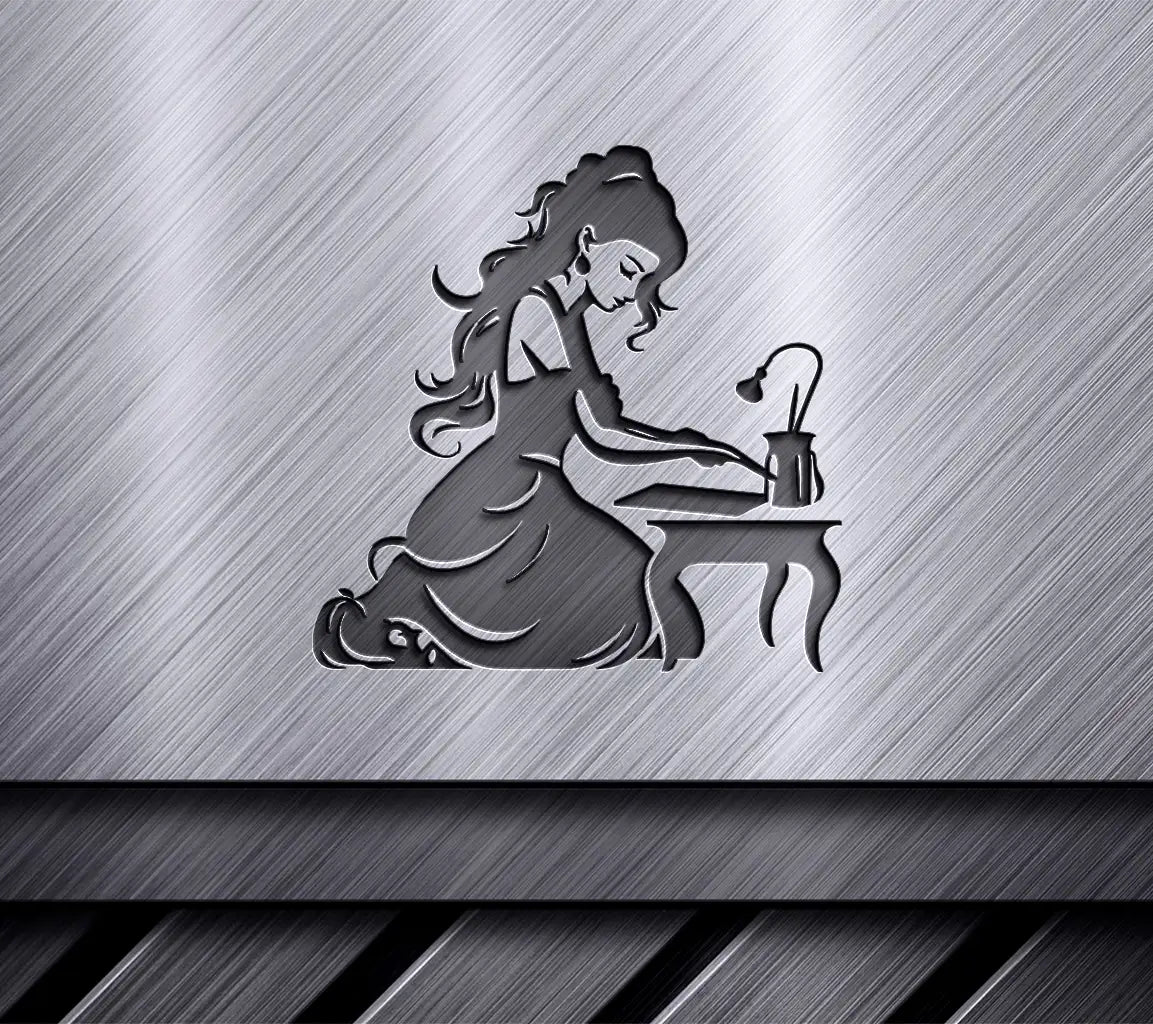 Black Woman Kneeling Table SVG - Gothic Glamour Minimalist Abstract Art SVG