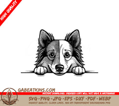 Border Collie & Shetland Sheepdog Peeking Over Wall SVG SVG