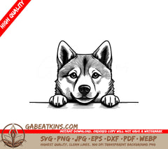  Husky & Shiba Inu Peeking Over Wall SVG SVG