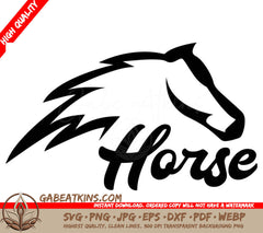  A Horses Head With The Word Horse Below It . SVG - Side view horse modern logo design vector graphic symbol icon sign illustration creative idea SVG