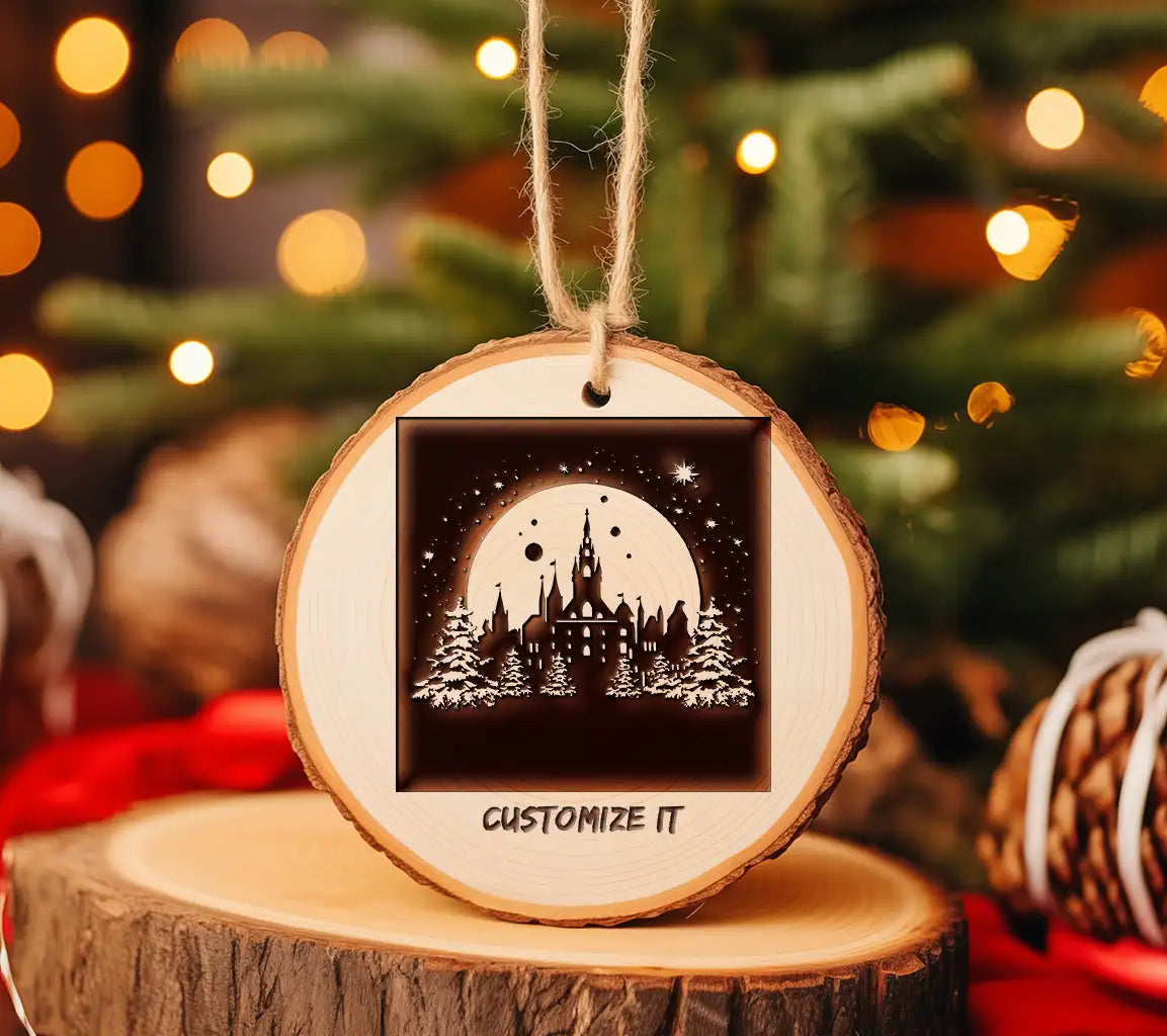  Castle Christmas Card SVG - Minimalist Noir Design SVG