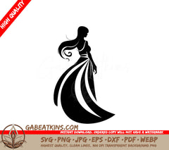 Black Woman Silhouette SVG - Modern Gothic Gaze Design SVG