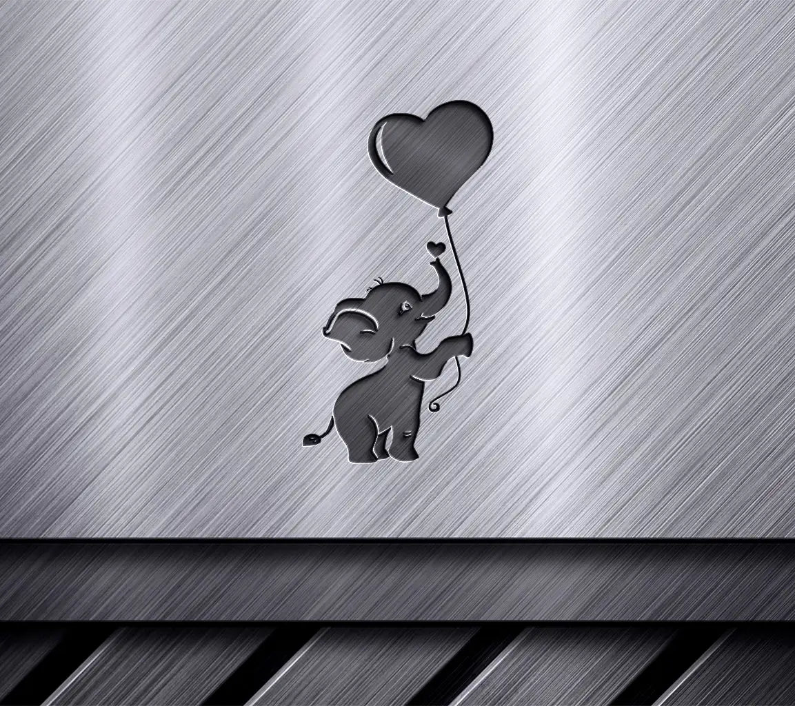 Cute Baby Elephant Holding Heart Balloon SVG SVG