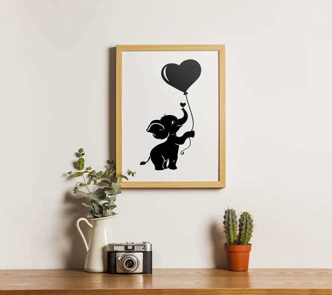 Cute Baby Elephant Holding Heart Balloon SVG SVG