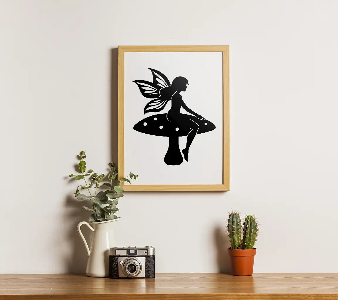  Fairy Silhouette on Mushroom SVG for Cricut & Silhouette Machines SVG