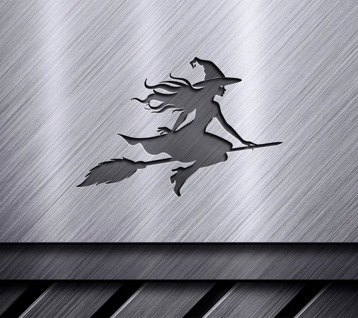 Witch Flying On Broom SVG - Silhouette Clipart SVG