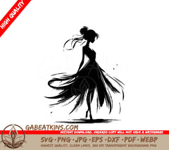  Woman in Long Dress SVG - Silhouette Art SVG