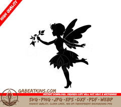  Fairy Silhouette SVG with Flower SVG