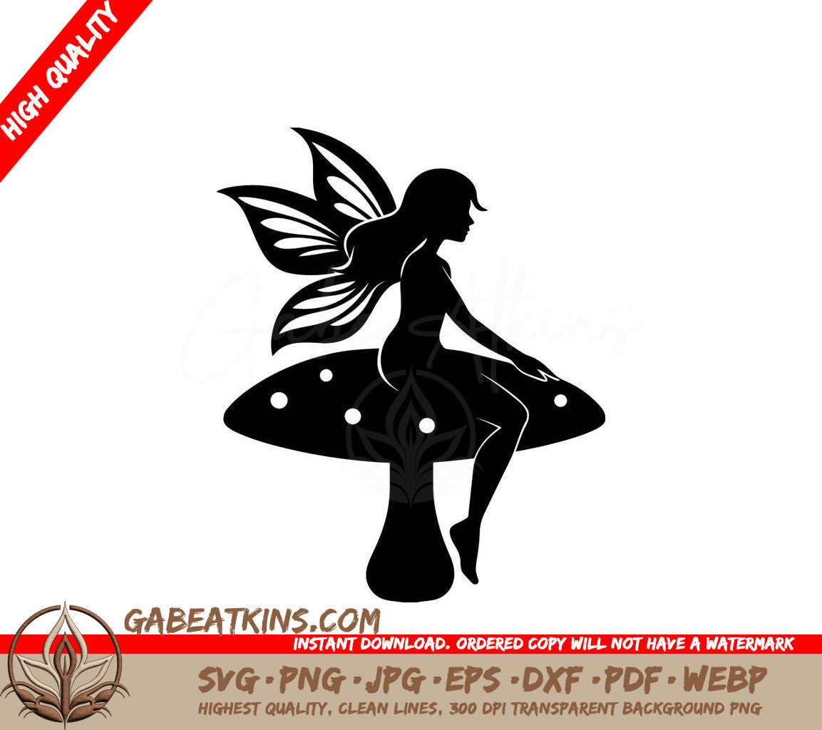  Fairy Silhouette on Mushroom SVG for Cricut & Silhouette Machines SVG