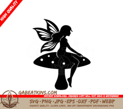  Fairy Silhouette on Mushroom SVG for Cricut & Silhouette Machines SVG