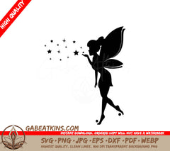  Fairy Silhouette SVG - Cute Star Blowing Fairy Art SVG