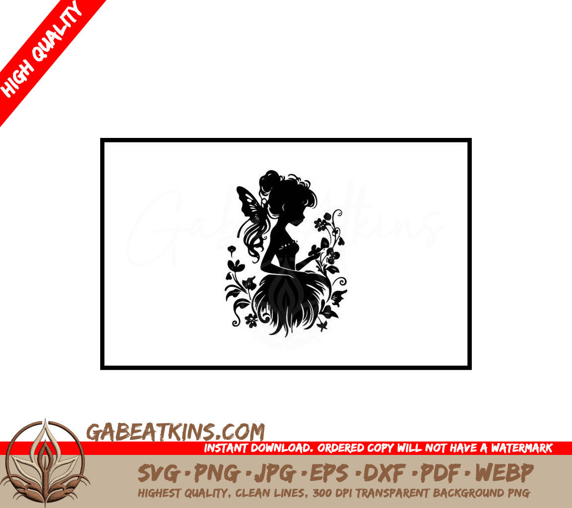  Fairy Silhouette SVG with Butterfly & Flower SVG