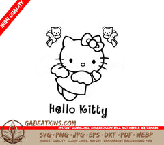  Hello Kitty Surrounded By Teddy Bears SVG - Simple Hello Kitty with Bear angels above her head SVG