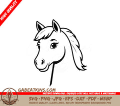  A Horses Head SVG - Simple vector illustration of Horse doodle colouring activity for kids SVG