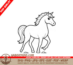  A Horse Running SVG - Simple vector illustration of Horse drawing for toddlers coloring activity SVG
