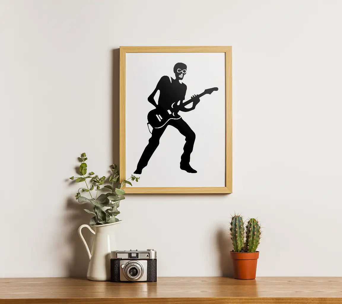 Skeleton Electric Guitar Player SVG Silhouette SVG