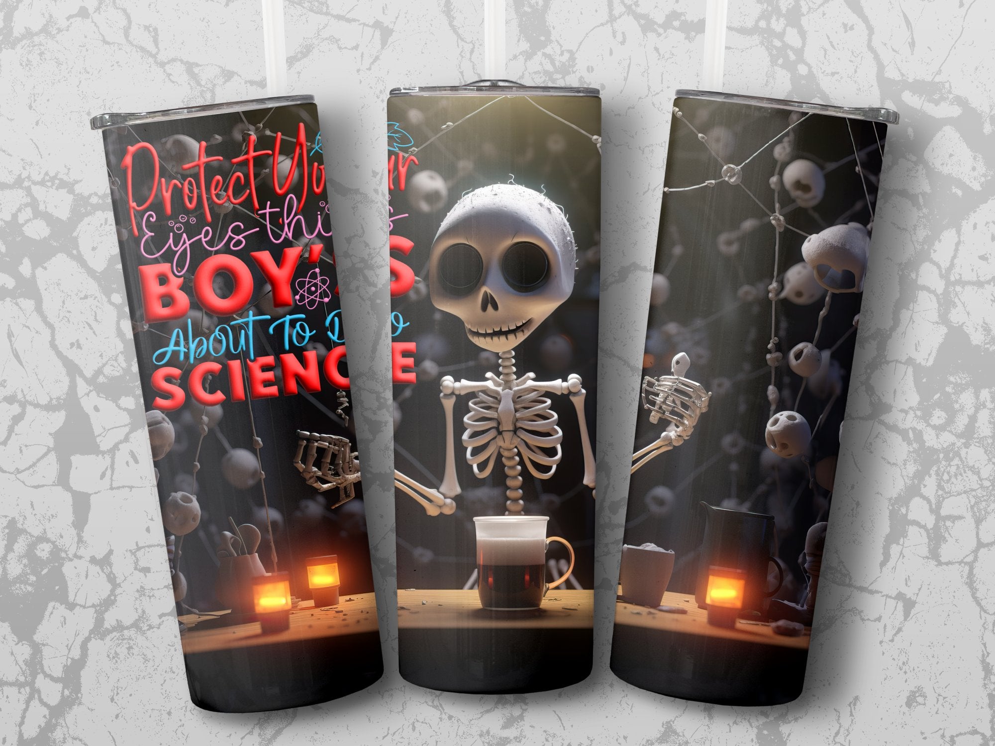 Skeleton Performing Science, 20oz Skinny Tumbler Wrap Sublimation Desi | Skeleton Performing Science, 20oz Skinny Tumbler Wrap Sublimation Design, Tumbler PNG Instant Digital Download, Straight