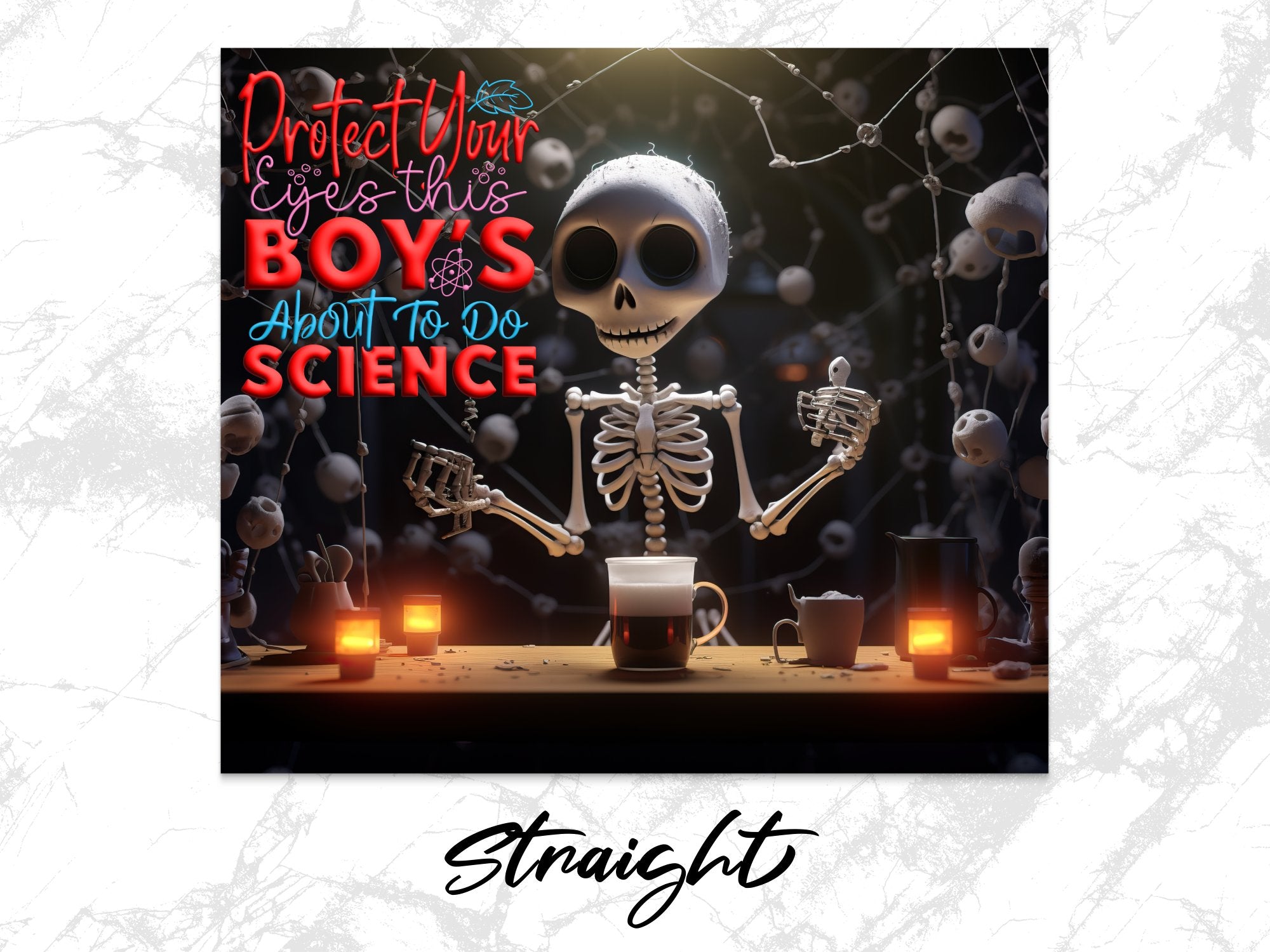Skeleton Performing Science, 20oz Skinny Tumbler Wrap Sublimation Desi | Skeleton Performing Science, 20oz Skinny Tumbler Wrap Sublimation Design, Tumbler PNG Instant Digital Download, Straight