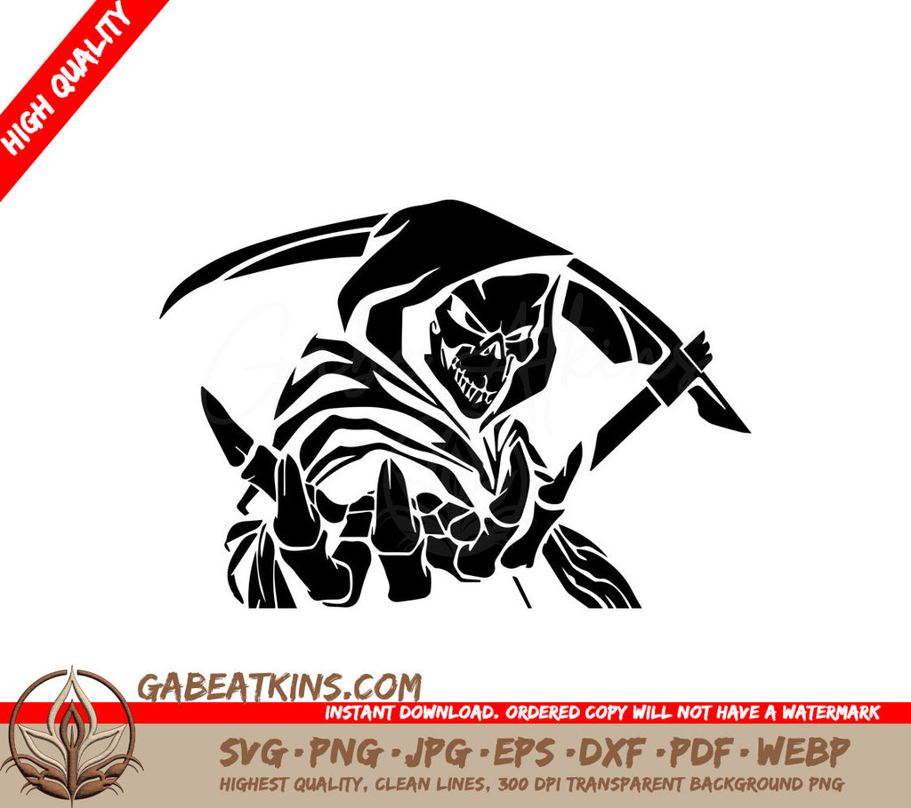 Grim Reaper Scythe SVG – Gabe Atkins Designs, image size:1024x909