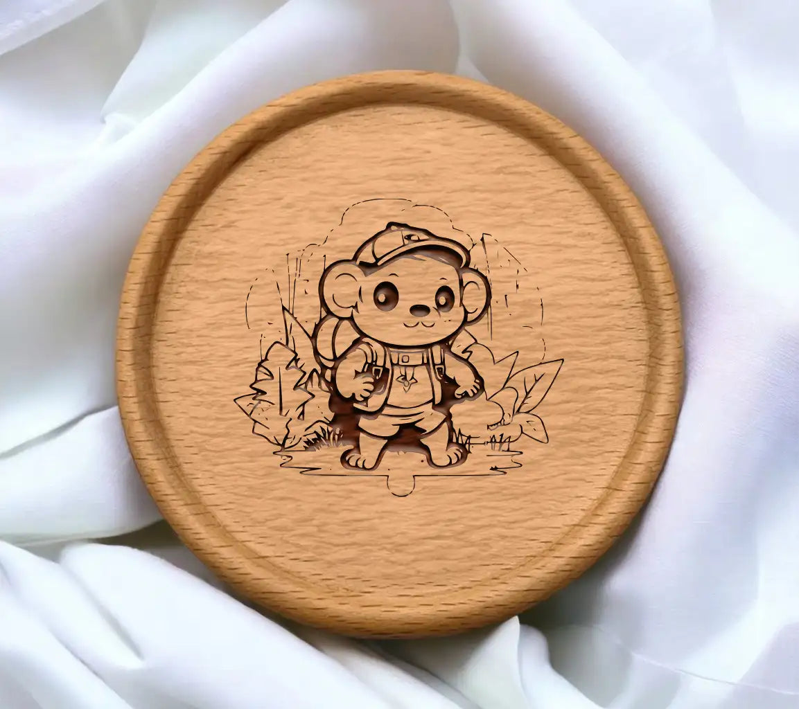  Bear with Backpack - Single Line Art SVG Coloring Page SVG