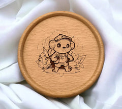 Bear with Backpack - Single Line Art SVG Coloring Page SVG