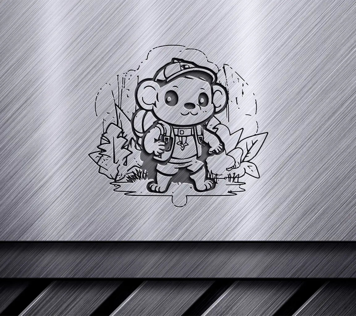  Bear with Backpack - Single Line Art SVG Coloring Page SVG
