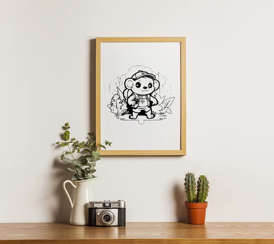  Bear with Backpack - Single Line Art SVG Coloring Page SVG