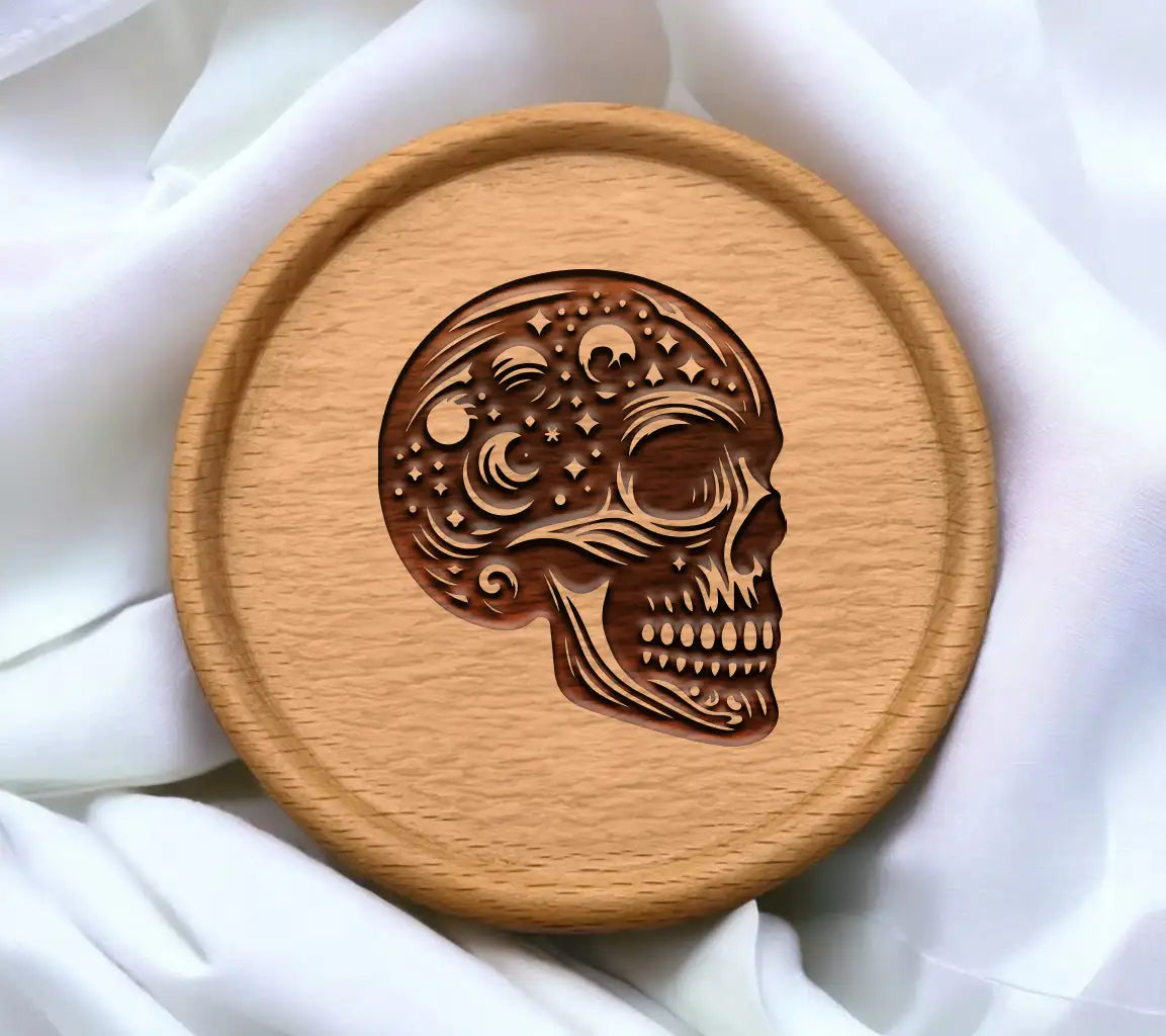  Skull with Moons & Stars SVG - Bone Silhouettes SVG