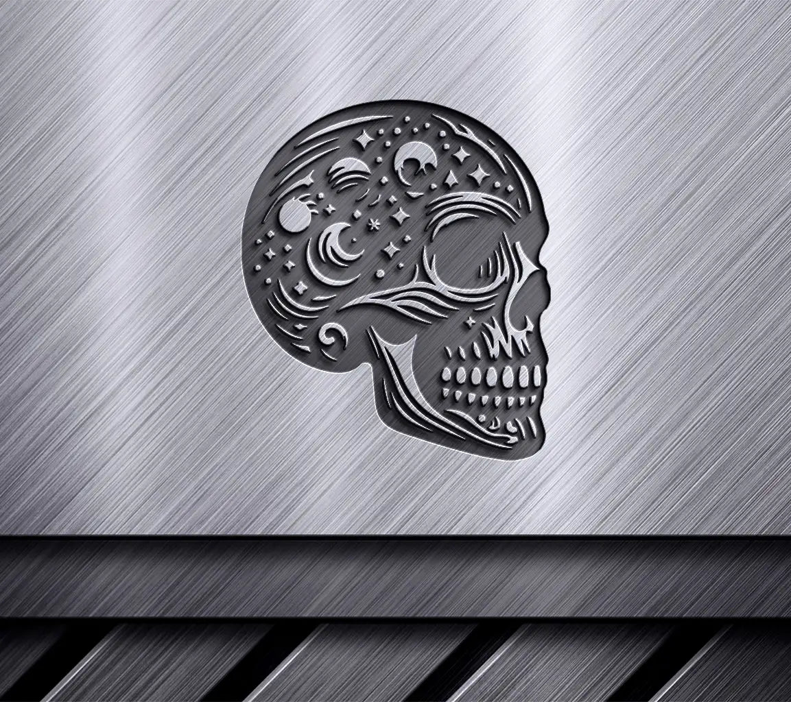  Skull with Moons & Stars SVG - Bone Silhouettes SVG