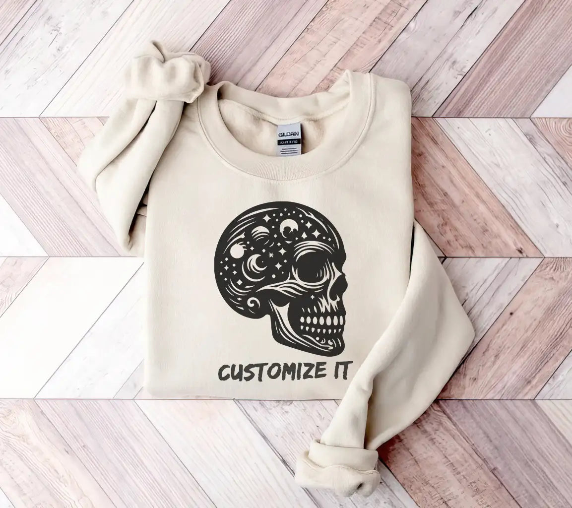  Skull with Moons & Stars SVG - Bone Silhouettes SVG