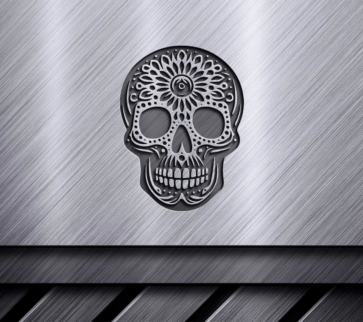  Skull with Flower Design SVG - Vector Silhouette SVG