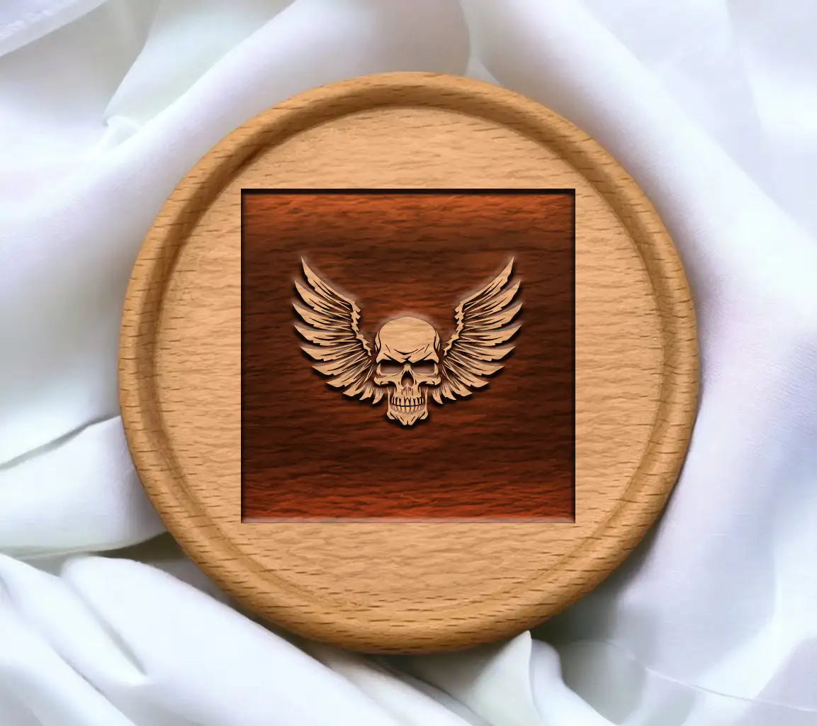 Winged Skull SVG - Black Background - High Quality Vector SVG