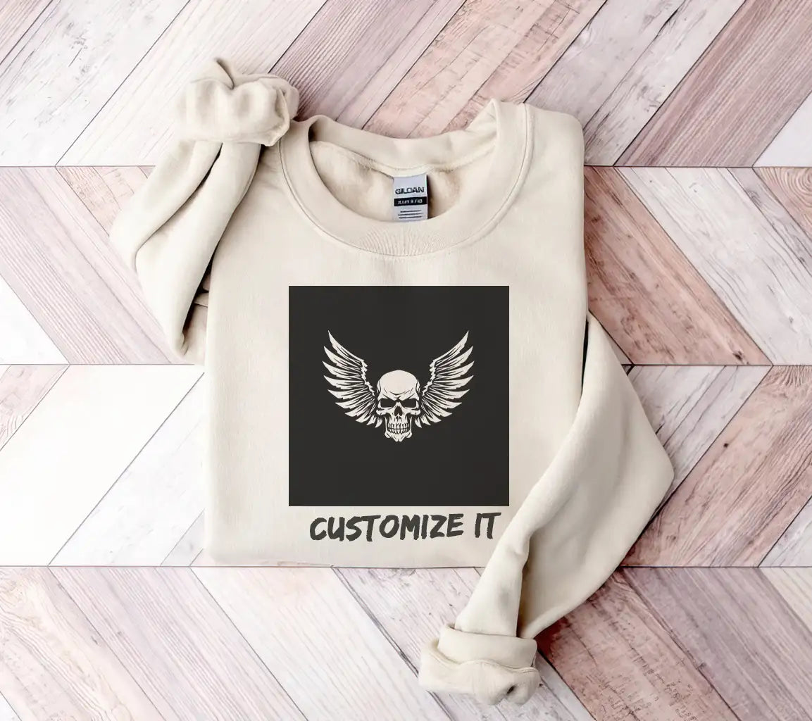 Winged Skull SVG - Black Background - High Quality Vector SVG