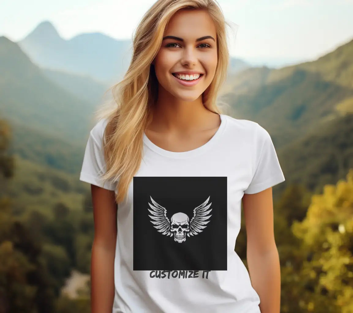 Winged Skull SVG - Black Background - High Quality Vector SVG