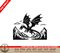 Skybound Mountain Dragon SVG PNG JPG AI PDF DXF EPS WebP - Digital Download 
