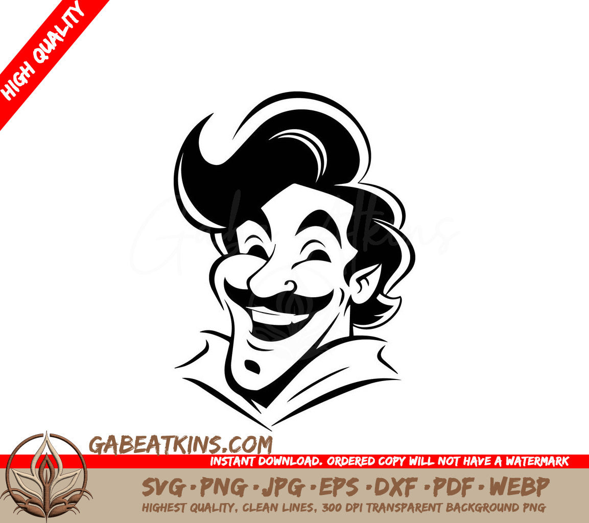 Smiling Aladdin Mustache Man -  SVG Vector Illustration SVG