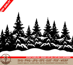 Snow-Kissed Pines Digital Design File (SVG, PNG, JPG, AI, PDF, DXF, EPS, WebP) 
