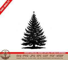 Snow Dusted Tree Digital Design - SVG, PNG, JPG, AI, PDF, DXF, EPS and WebP File Formats 
